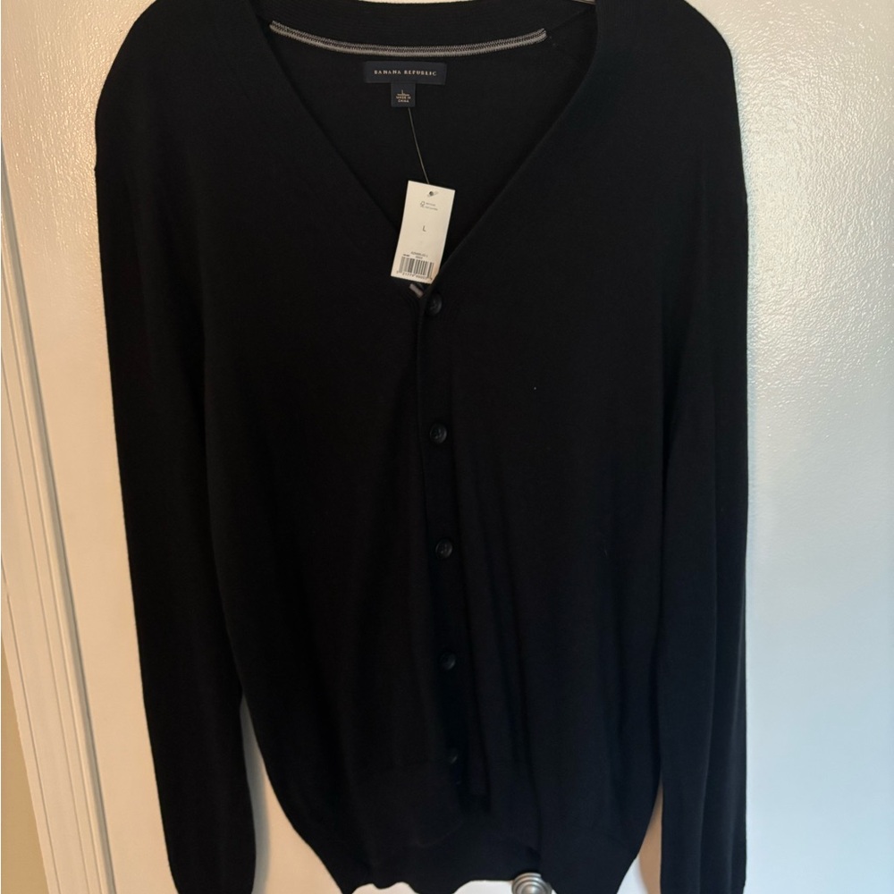 Black V-Neck Cardigan Sweater